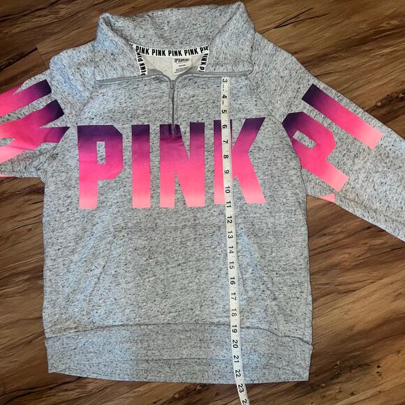 Gray Pink Colorful Victoria’s Secret Pink Quarter Zip Hoodie Size Medium - Picture 7 of 7